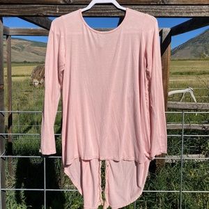 Pink long sleeve top with Crochet Lace back